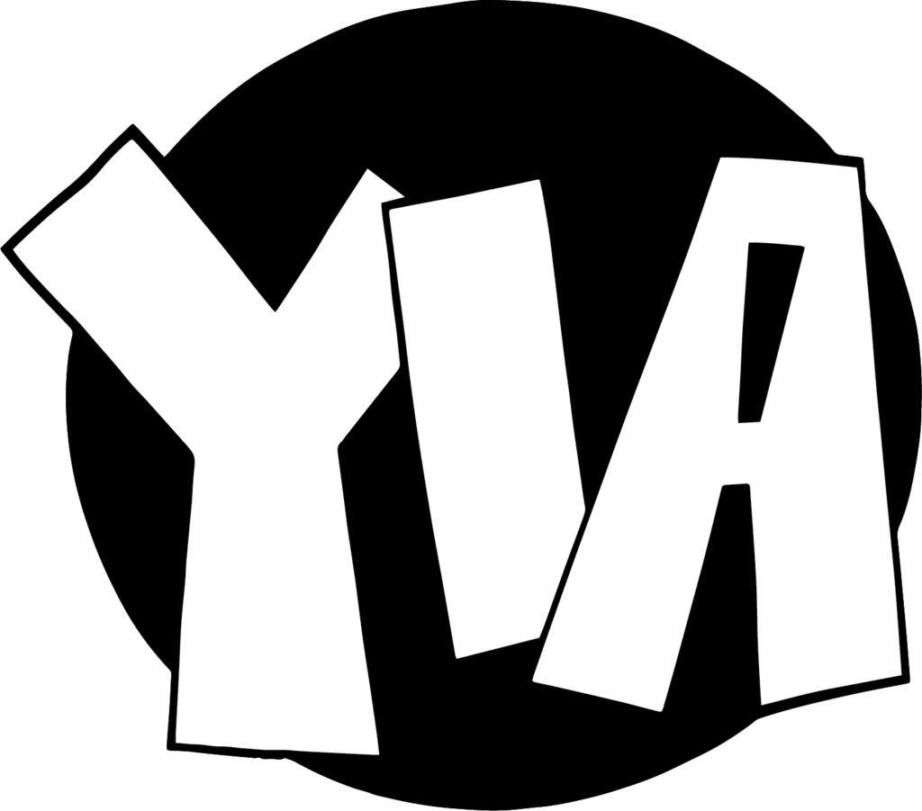 The original 1990's logo for Youth in Action, showing the letters "YIA" over a black circle.